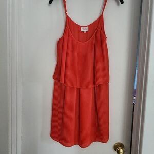 Parker Vibrant Coral Pink Pleated Dress